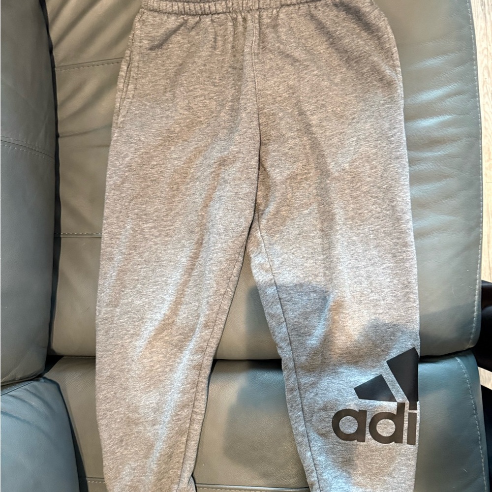 Adidas Kids Light Gray Joggers with Black Logo
